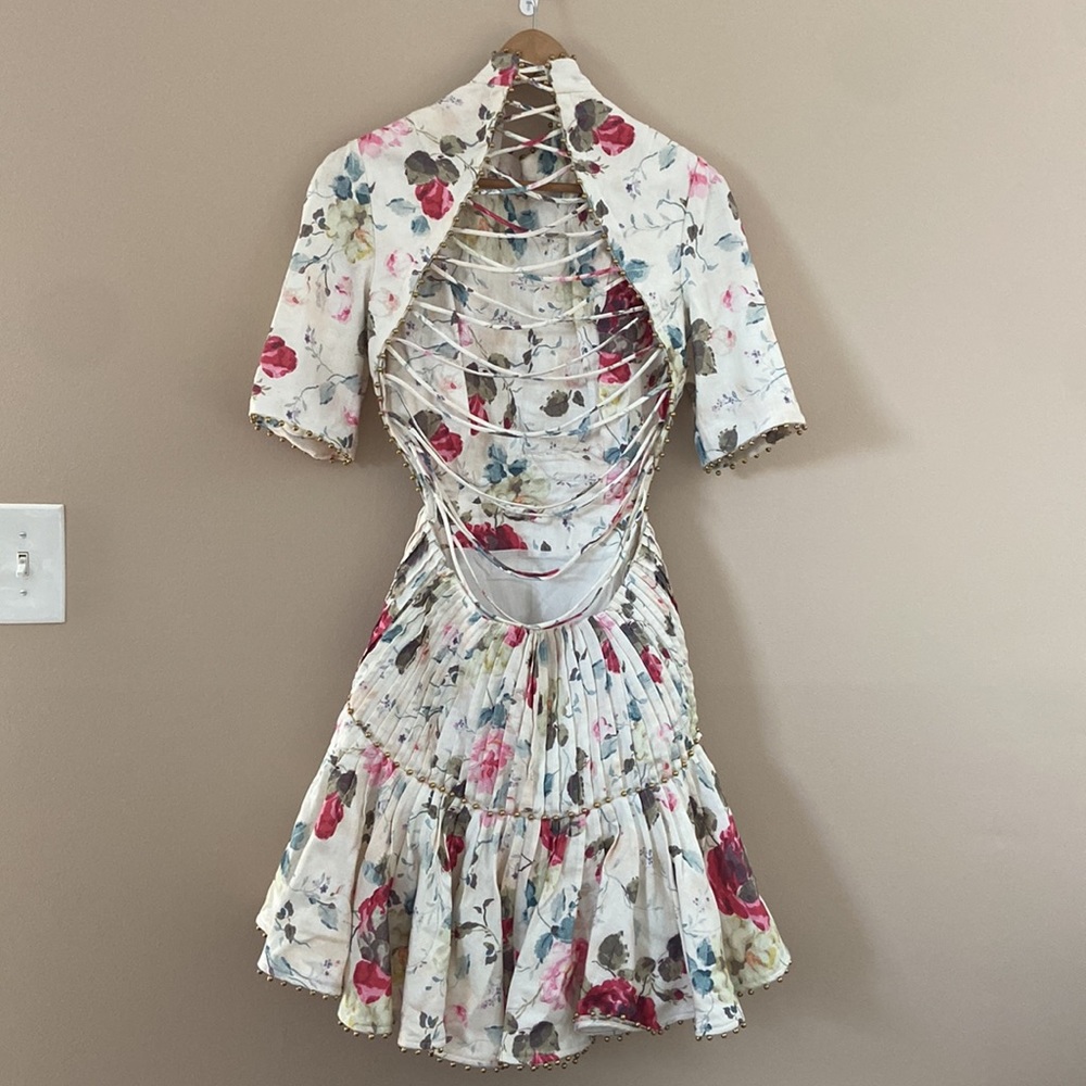 Zimmermann- RUNWAY Mischief Corset Laced Dress in Floral - Picture 13 of 14